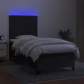cadre de lit avec matelas et LED Noir 90x190cm Tissu