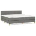 cadre de lit avec matelas Gris foncé 160x200cm Tissu