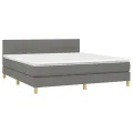cadre de lit avec matelas Gris foncé 160x200cm Tissu