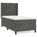cadre de lit et matelas Gris foncé 90x190 cm Velours