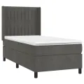 cadre de lit et matelas Gris foncé 90x190 cm Velours