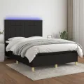 cadre de lit et matelas et LED Noir 140x200 cm Tissu