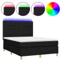cadre de lit et matelas et LED Noir 140x200 cm Tissu