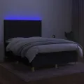 cadre de lit et matelas et LED Noir 140x200 cm Tissu