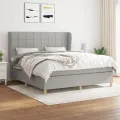 cadre de lit avec matelas Gris clair 160x200cm Tissu