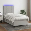 cadre de lit avec matelas et LED Gris clair 80x200cm