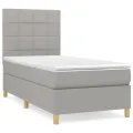 cadre de lit avec matelas Gris clair 80x200 cm Tissu
