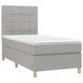cadre de lit avec matelas Gris clair 80x200 cm Tissu
