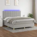 cadre de lit matelas et LED Gris clair 160x200 cm