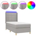 cadre de lit matelas LED Gris clair 80x200cm Tissu