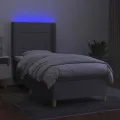 cadre de lit matelas LED Gris clair 80x200cm Tissu