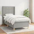 cadre de lit avec matelas Gris clair 80x200 cm Tissu