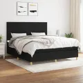 cadre de lit avec matelas Noir 160x200 cm Tissu