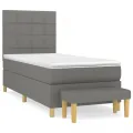 cadre de lit avec matelas Gris foncé 90x200 cm Tissu
