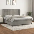 cadre de lit et matelas Gris clair 180x200cm Velours