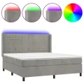 cadre de lit matelas et LED Gris clair 180x200 cm