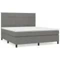 cadre de lit avec matelas Gris foncé 160x200cm Tissu