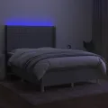 cadre de lit et matelas et LED Gris clair 140x190 cm