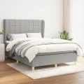 cadre de lit avec matelas Gris clair 140x200cm Tissu