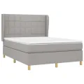 cadre de lit avec matelas Gris clair 140x200cm Tissu