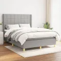 cadre de lit avec matelas Gris clair 140x200cm Tissu