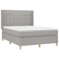 cadre de lit avec matelas Gris clair 140x200cm Tissu