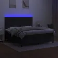 cadre de lit et matelas et LED Noir 180x200 cm Tissu