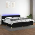 cadre de lit et matelas et LED Noir 200x200 cm Tissu