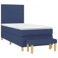 cadre de lit avec matelas Bleu 90x190 cm Tissu