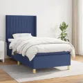 cadre de lit avec matelas Bleu 90x200 cm Tissu