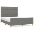 Cadre de lit avec tête de lit Gris foncé 140x200 cm Tissu