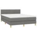 cadre de lit avec matelas Gris foncé 140x200cm Tissu