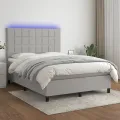 cadre de lit et matelas et LED Gris clair 140x190 cm