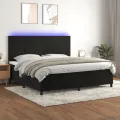 cadre de lit et matelas LED Noir 200x200 cm Velours