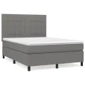 cadre de lit avec matelas Gris foncé 140x200cm Tissu
