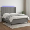 cadre de lit matelas LED Gris foncé 140x200 cm Tissu