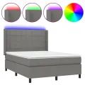 cadre de lit matelas LED Gris foncé 140x200 cm Tissu
