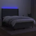 cadre de lit matelas LED Gris foncé 140x200 cm Tissu