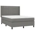 cadre de lit matelas LED Gris foncé 140x200 cm Tissu