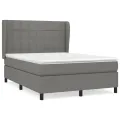 cadre de lit avec matelas Gris foncé 140x190cm Tissu