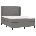 cadre de lit avec matelas Gris foncé 140x200cm Tissu