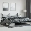 Cadre de lit métal avec tête de lit noir 200x200 cm