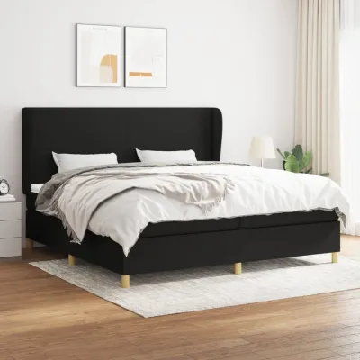 cadre de lit avec matelas Noir 200x200 cm Tissu