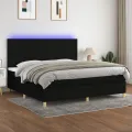 cadre de lit et matelas et LED Noir 200x200 cm Tissu