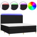 cadre de lit et matelas et LED Noir 200x200 cm Tissu