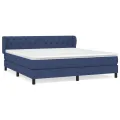 cadre de lit avec matelas Bleu 160x200 cm Tissu