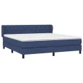 cadre de lit avec matelas Bleu 160x200 cm Tissu