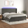 cadre de lit matelas et LED Gris foncé 200x200 cm