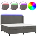 cadre de lit matelas et LED Gris foncé 200x200 cm