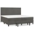 cadre de lit et matelas Gris foncé 200x200cm Velours